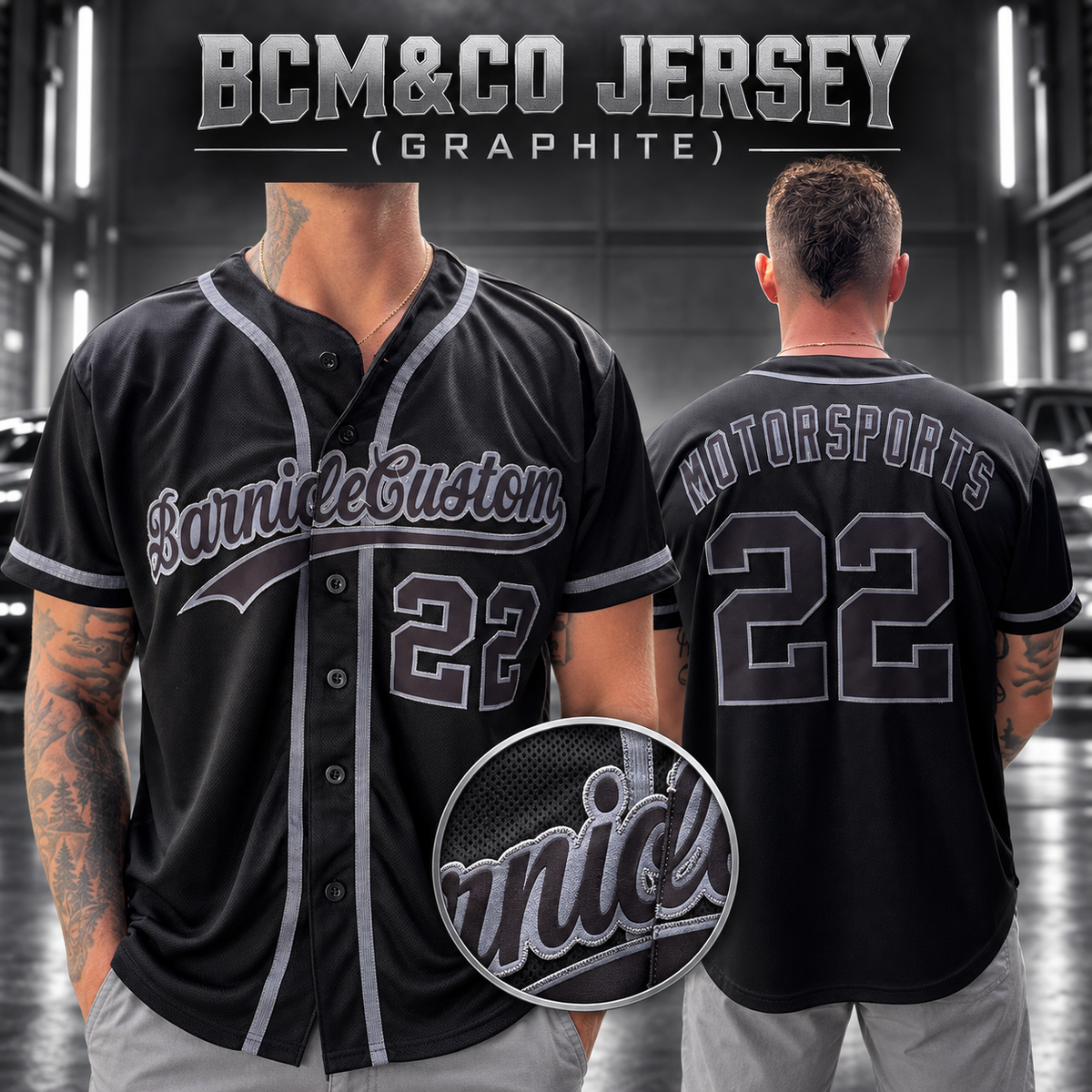 BCM&CO Embroidered Graphite Jersey