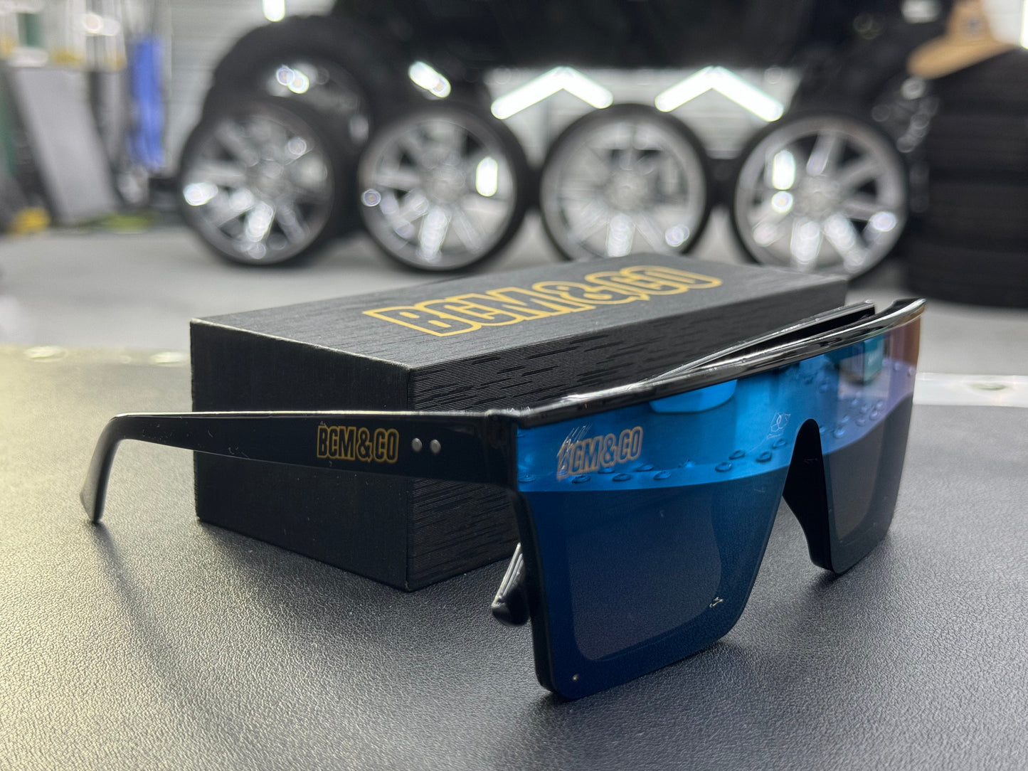Special edition, black and blue sunglasses