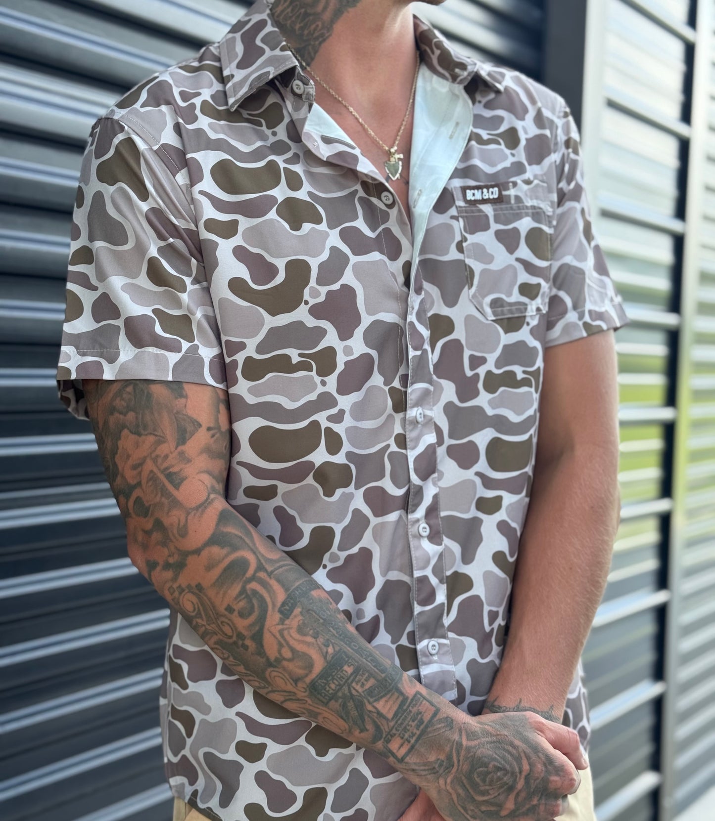Performance Button Up Duck Camo Shirt