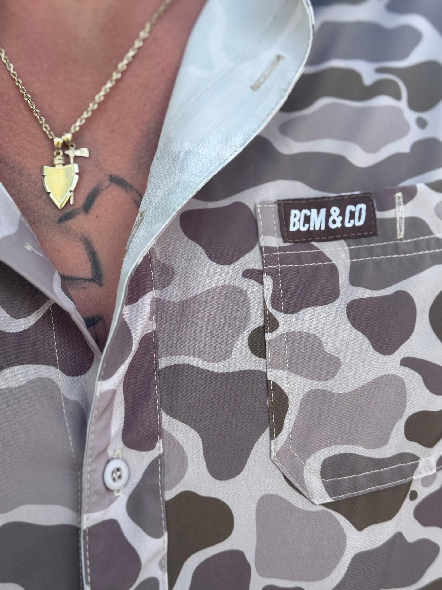 Performance Button Up Duck Camo Shirt