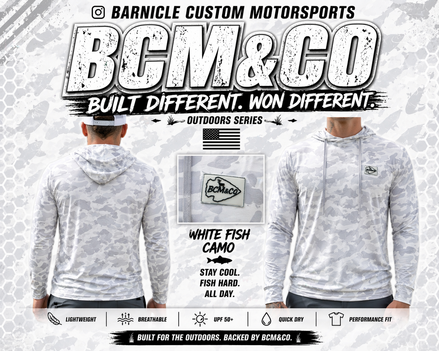 BCM&CO. Performance Pullover Hoodie (Snow Camo Fish Print) + 25,000🎟️’s