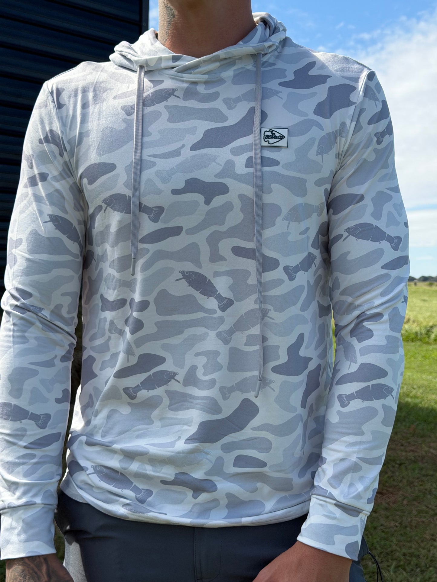 BCM&CO. Performance Pullover Hoodie (Snow Camo Fish Print)