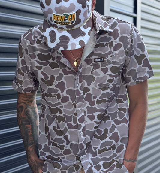 Performance Button Up Duck Camo Shirt