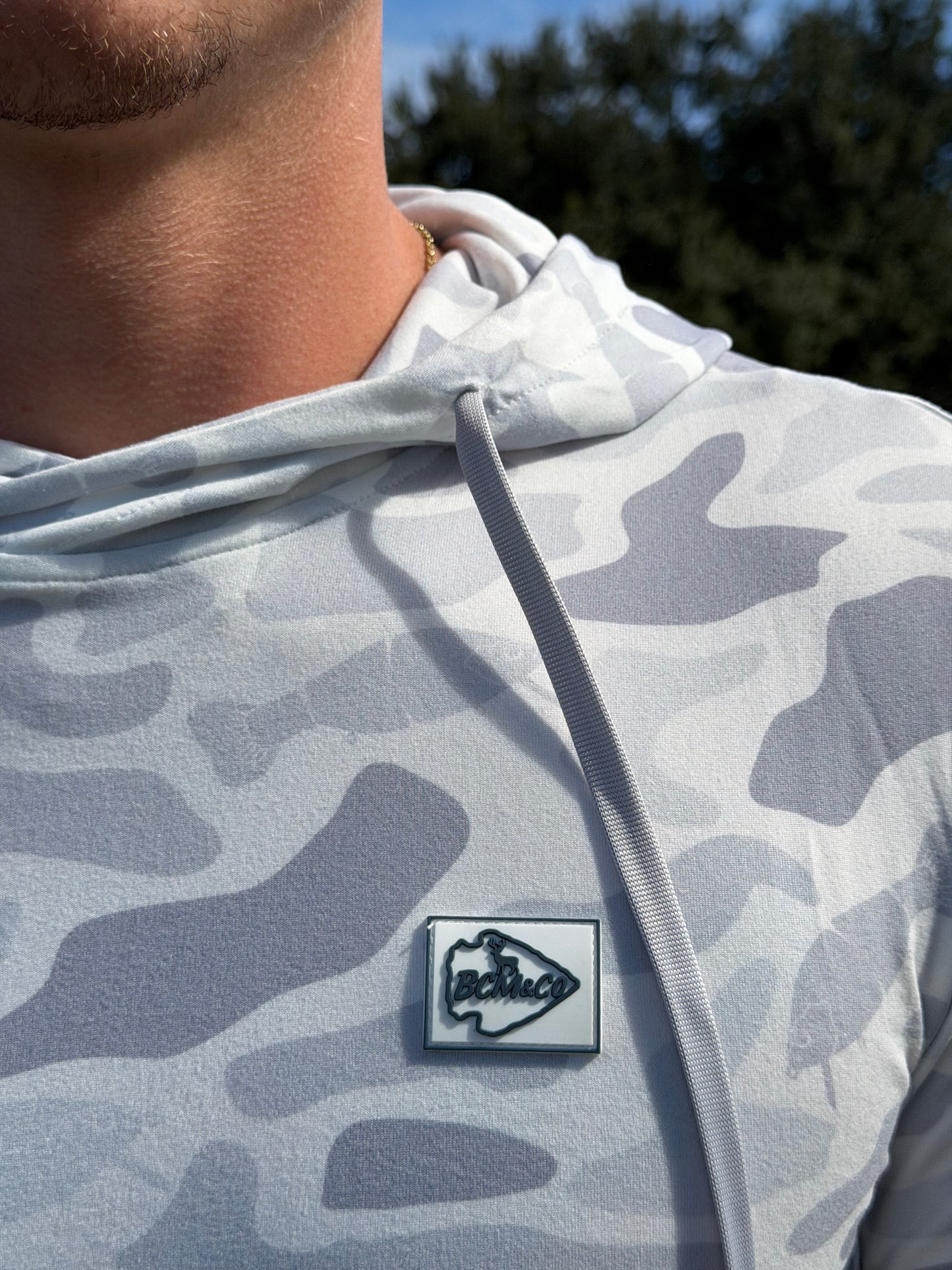 BCM&CO. Performance Pullover Hoodie (Snow Camo Fish Print)
