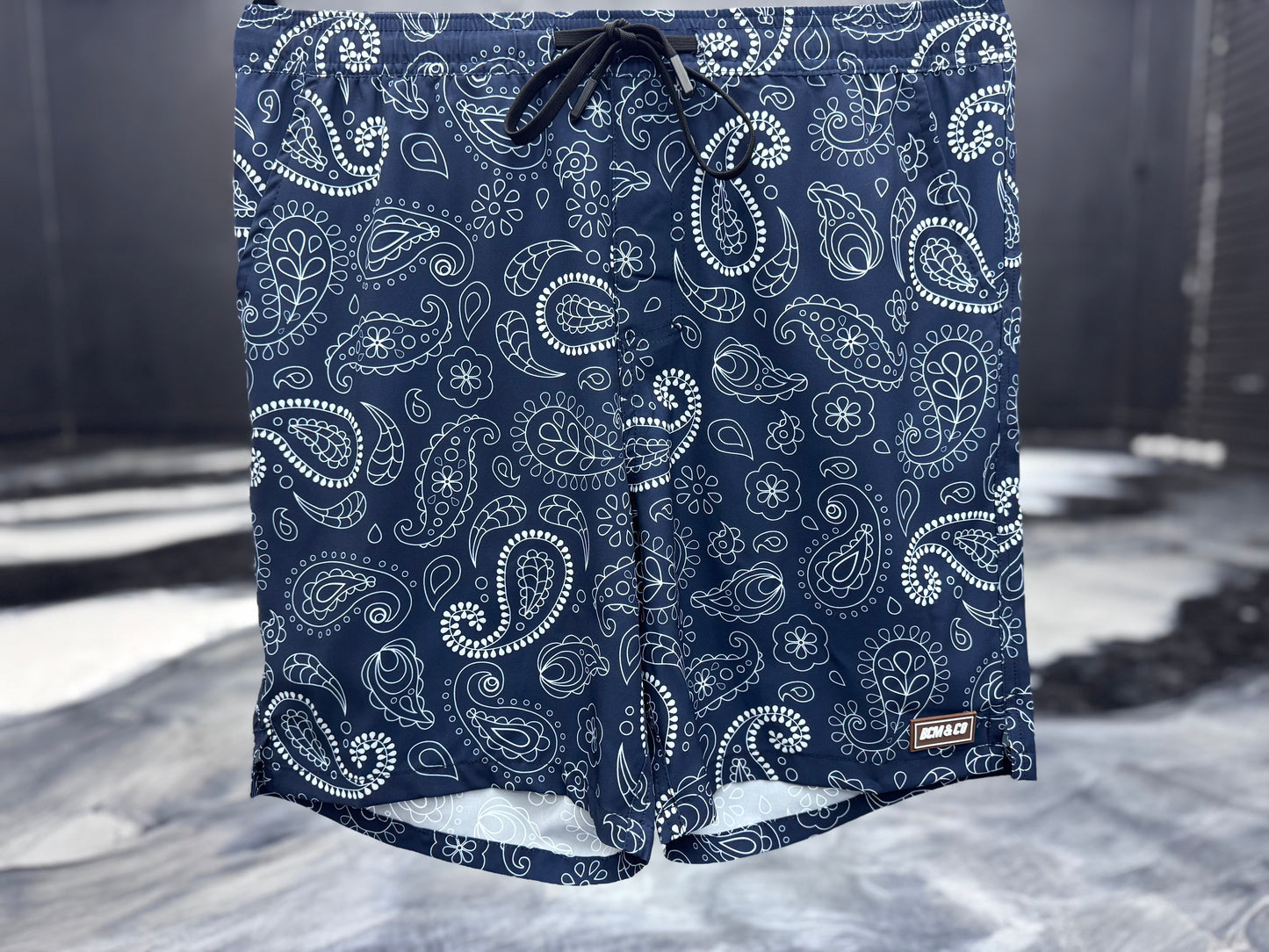Navy Paisley Shorts