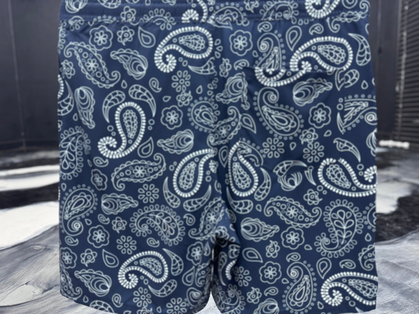Navy Paisley Shorts