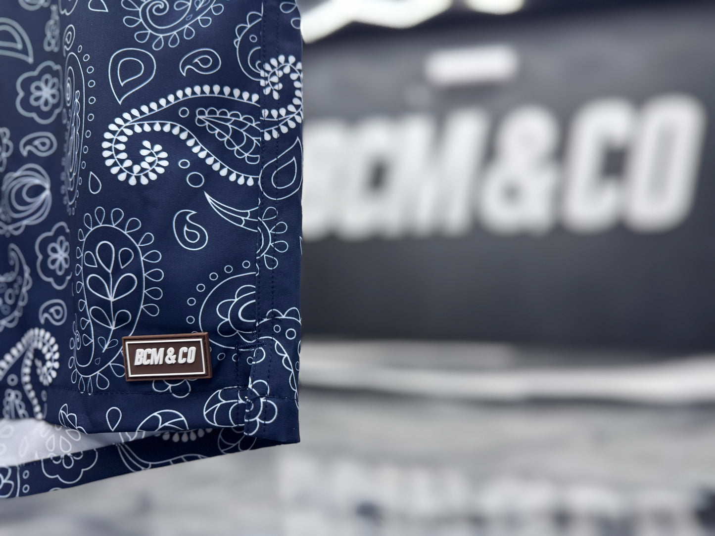 Navy Paisley Shorts
